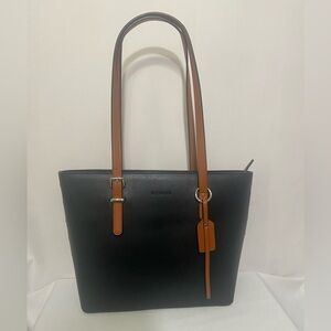 Westbronco NWOT black/brown vegan leather multi pocket tote work bag